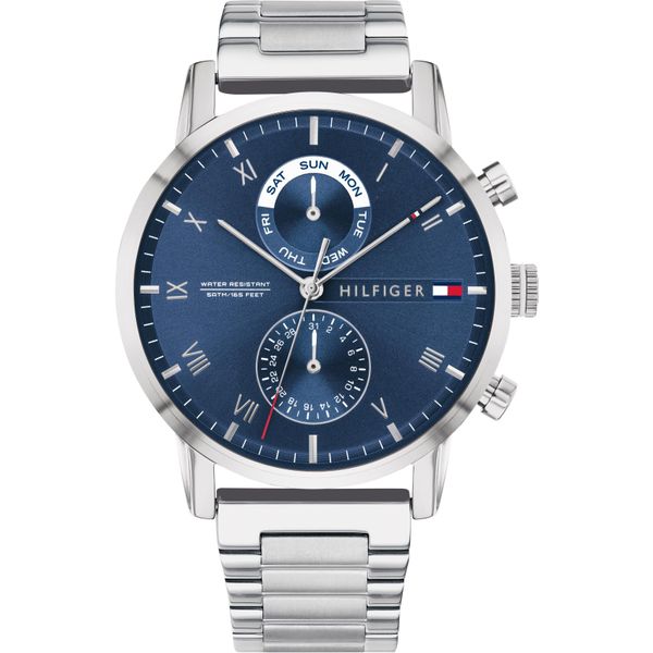 Multifunktionsuhr Tommy Hilfiger "Kane", Blau (Silberfarben, Blau), Armbanduhren, Herren, Quarzuhr, Armbanduhr, Herrenuhr, Datum, Analog, Edelstahlarmband-image