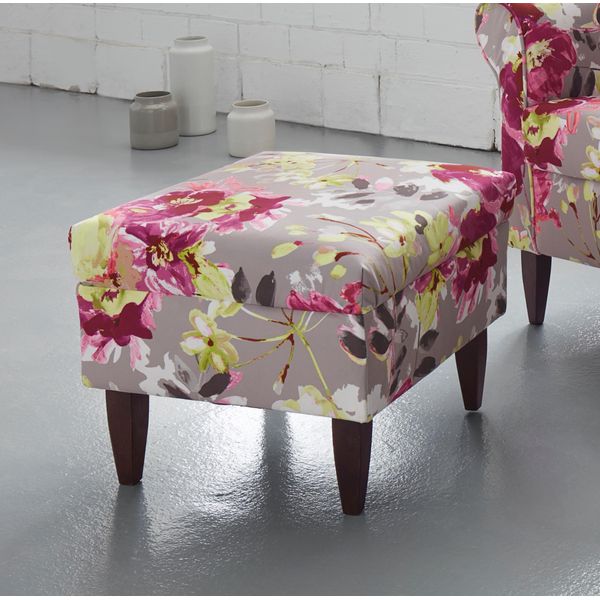 Hocker Home Affaire "Asino", Bunt (Bunt, Grau), B:48Cm H:40Cm T:48Cm, Struktur (100% Polyester);Struktur/Blume (100% Polyester), Hocker, Hocker-image