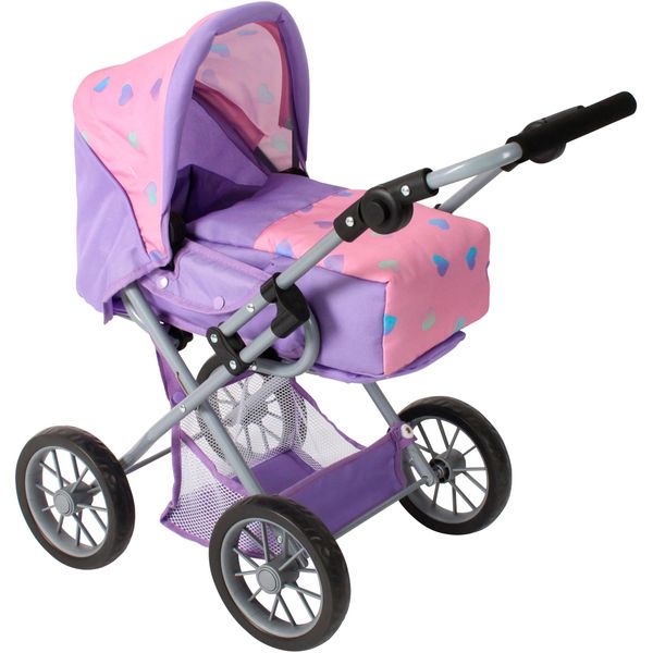 Kombi-Puppenwagen CHIC2000 "Leni", Lila (Herzchen Lila), Puppenwagen, Kinderb:37Cm H:68Cm T:64Cm, Kunststoff, Metall, Stoff, Mit Herausnehmbarer Tragetasche, B:37Cm H:68Cm T:64Cm-image