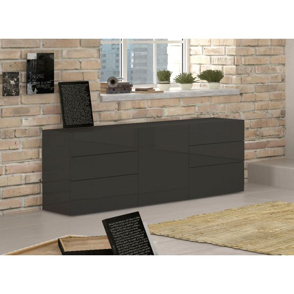 Sideboard Home Affaire "Metis", Grau (Anthrazit Hochglanz), B:170Cm H:60Cm T:40Cm, Sideboards, Sideboard, Breite 170 Cm-image