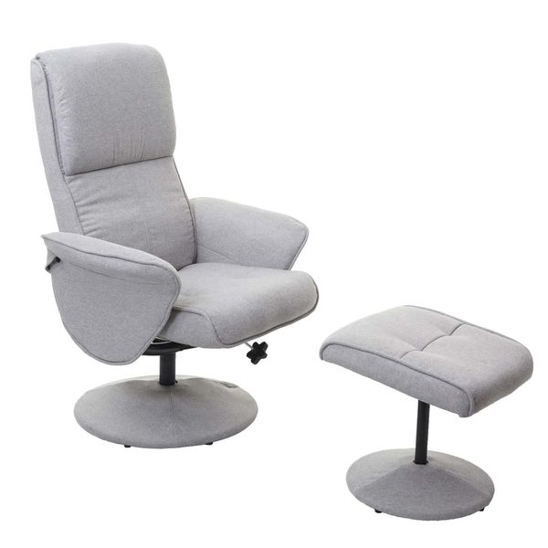 Relaxsessel Stockholm, Fernsehsessel Relaxliege Tv-Sessel Mit Hocker ~ Stoff/Textil, Hellgrau-image