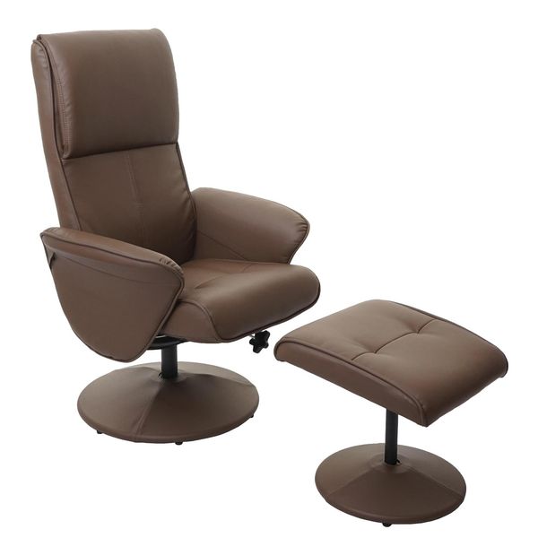 Relaxsessel Stockholm, Fernsehsessel Relaxliege Tv-Sessel Mit Hocker ~ Kunstleder, Taupe-image