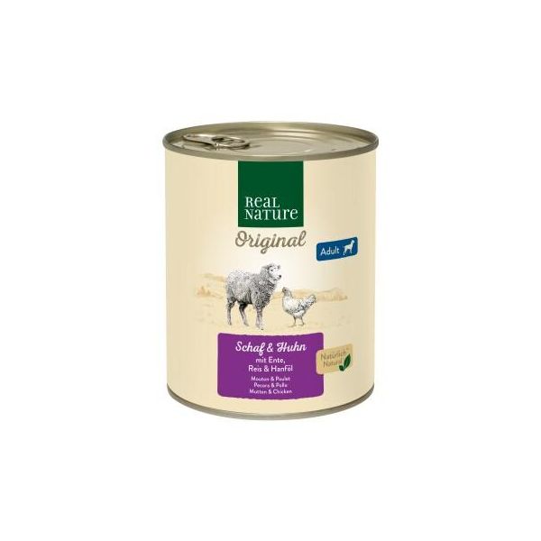 Real Nature Nourriture Humide Chien Adulte Mouton Et Poulet 24X800 G-image