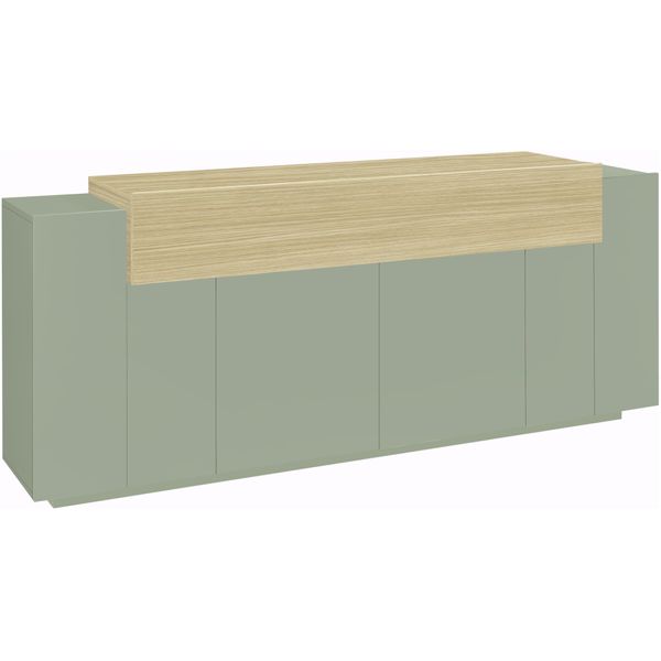 Sideboard Home Affaire "Coro, Kommode, Schrank, Kredenz, Grifflos Mit EinlegeböDen", Eiche Chopin, Salbei, B:200Cm H:85,6Cm T:45Cm, Sideboards, Sideboard, 1 Klappe,4 TüRen, Doppeltiefe, B/T/H 200X45X85,6Cm-image