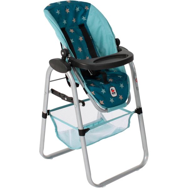 Puppenhochstuhl CHIC2000 "Konfetti", Sternchen TüRkis, PuppenmöBel, Kinderb:35Cm H:73Cm T:35Cm, Stahl, Mit Abnehmbarem Tablett, B:35Cm H:73Cm T:35Cm-image