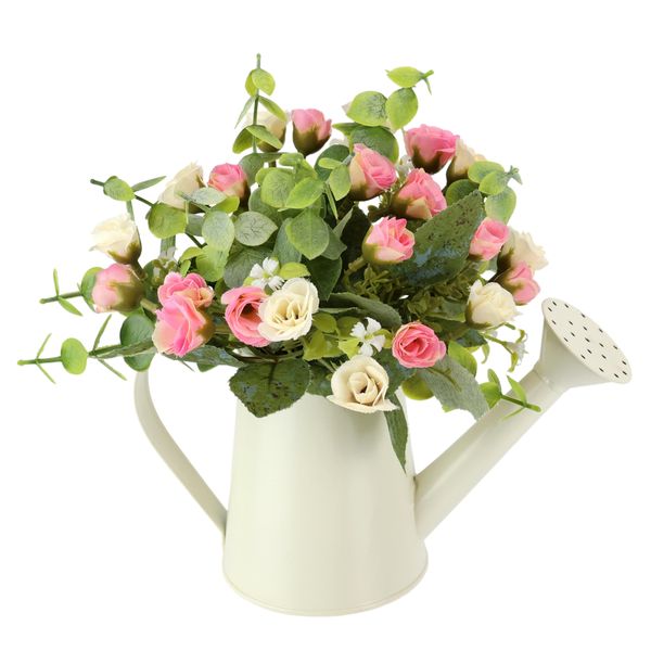 Kunstblume I.Ge.A. "Wildrosen-Busch In GießKanne", Rosa (Weiß, Rosa), B:20Cm H:20Cm L:14Cm, Polyester, Kunstpflanzen, Rose KüNstlich Kunstrose Blume Hochzeitsdeko Tischdeko Blumendeko Deko-image