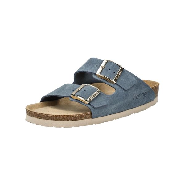 Hausschuh Rohde "Rohde Pantoletten Veloursleder", Damen, Gr. 42, Blau (Jeans), Veloursleder, Schuhe Hausschuh-image