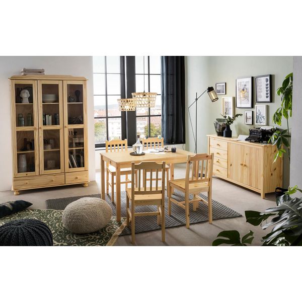 Essgruppe MÖBilia "Chur", Beige (Natur, Natur, Natur), B:41Cm H:73Cm T:75Cm, Massivholz, SitzmöBel-Sets, Essgruppe, Gefertigt Aus Massivem Kiefernholz-image