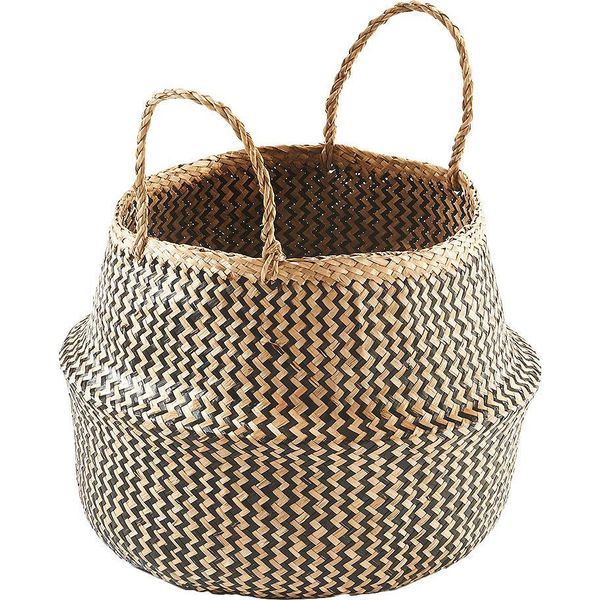 Aufbewahrungskorb Locker, Schwarz, B:42Cm H:48Cm T:42Cm, Geflecht Seegras, Aufbewahrungsboxen-image