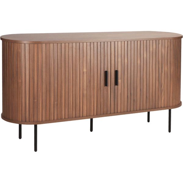 Sideboard MÖBilia, Schwarz (Walnuss, Schwarz), B:140Cm H:76Cm T:40Cm, Melamin, Metall, Sideboards, Sideboard, 2 SchiebetüRen-image