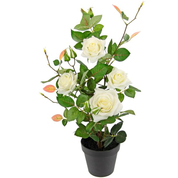 Kunstbaum I.Ge.A. "Rosenbusch Im Topf", Weiß, B:27Cm H:50Cm L:27Cm, Obermaterial: 95% Polyester, 5% Kunststoff, Kunstpflanzen, Kunstrosen Kunstpflanzen Rosenstrauch Deko Hochzeit-image