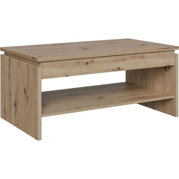 Couchtisch Forte "Couchtisch, Ablage, Stauraum, Als Esstisch Nutzbar", Artisan Eiche, Artisan Eiche, Artisan Eiche, B:100Cm H:45,5Cm T:56Cm, Tische, Couchtisch, HöHenverstellbar, B/H/T 100/45,7/56 Cm-image