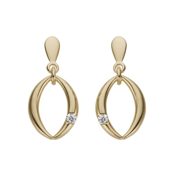 Paar OhrhäNger Jobo, Gelb (Gelbgold 585), Ohrringe, Damen, SI = Kleine EinschlüSse, Diamanten Gelbgold 585, Diamanten, Gelbgold 585, 585 Gold Mit 2 Diamanten-image