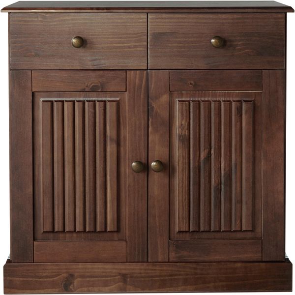 Sideboard Otto Home "Liotta", Braun, B:80Cm H:80Cm T:34Cm, Fsc-Zertifiziertes Massivholz, Sideboards, Sideboard, Kommode Mit Verstellbaren Einlegeboden, Massives Kiefernholz-image