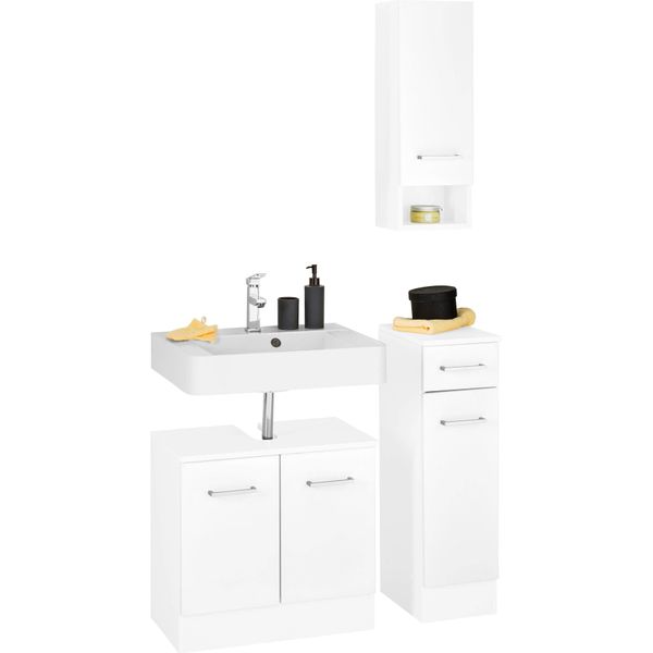 BadmöBel-Set Welltime "Ribera", Weiß, Holzwerkstoff, KastenmöBel-Sets, BadmöBel-Set, Waschplatz, HäNgeschrank, Unterschrank-image
