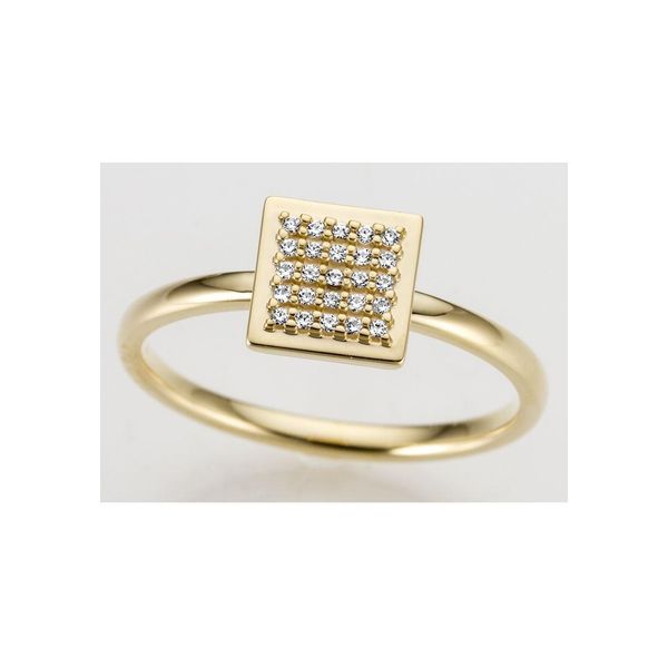 Goldring Firetti "Schmuck Geschenk Gold 585, Quadrat, Teilw. Rhodiniert, Massiv" Gr. 19, Weiß (Gelbgoldfarben, WeißGoldfarben), Fingerringe, Damen, 19, 0,11 P2 = Erkennbare EinschlüSse, Diamanten Gelbgold 585, 2Mm, Diamanten, Gelbgold 585, Goldring, Mit Brillanten-image