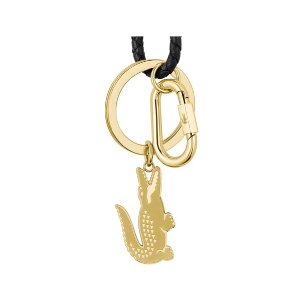 Kette Mit AnhäNger Lacoste "Arthor", Gelbgoldfarben, Schwarz, Halsketten, Damen, Edelstahl Leder, L: 86 B: 4Mm, Edelstahl, Leder, B:4Mm-image
