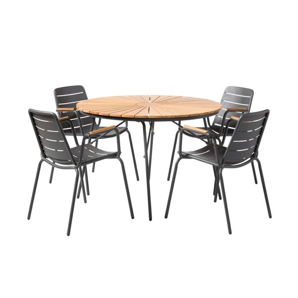 Gartentischgruppe Parc Anthrazit/Teak 5-Tlg.-image