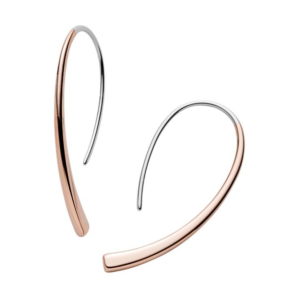 Paar Ohrhaken Skagen "Schmuck Geschenk Edelstahl Ohrringe Elin", Rosa (Edelstahlfarben, RoséGoldfarben), Ohrringe, Damen, Edelstahl-image
