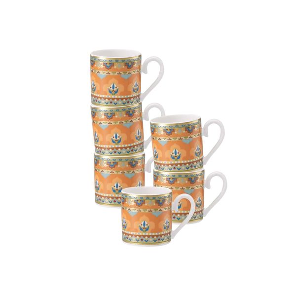 Espressotasse Villeroy & Boch "Espressotassen Samarkand Mandarin 50 Ml 6Er Set Bunt", Bunt, 6 Tlg., Porzellan, TrinkgefäßE, Espressotasse-image