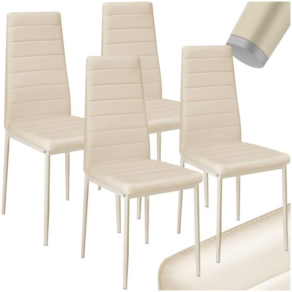 Tectake® Set Esszimmerstuhl, Gepolstert Mit Kunstlederbezug, Schlanke Stahlbeine, 45 X 48 X 98,5 Cm-image