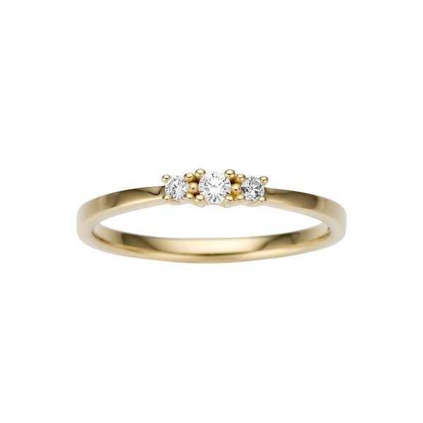 Goldring Firetti "Schmuck Geschenk Gold 585 Damenring Goldring" Gr. 16, Gold (Gelbgoldfarben, Weiß), Fingerringe, Damen, 16, 0,12 P2 = Erkennbare EinschlüSse, Diamanten Gelbgold 585, 2,7Mm, Diamanten, Gelbgold 585, Goldring, Mit Brillanten-image