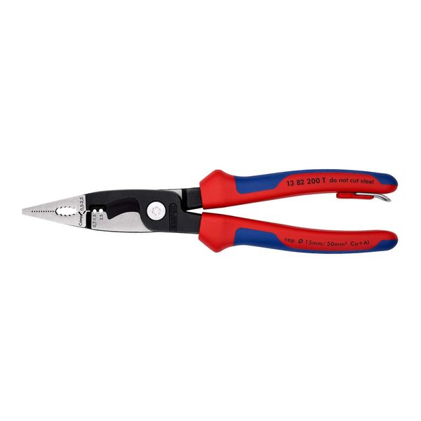 Knipex 13 82 200 T Elektro-Installationszange Mit Mehrkomponenten-HüLlen, Mit Integrierter BefestigungsöSe Zum Anbringen Einer Absturzsicherung Schwar)-image