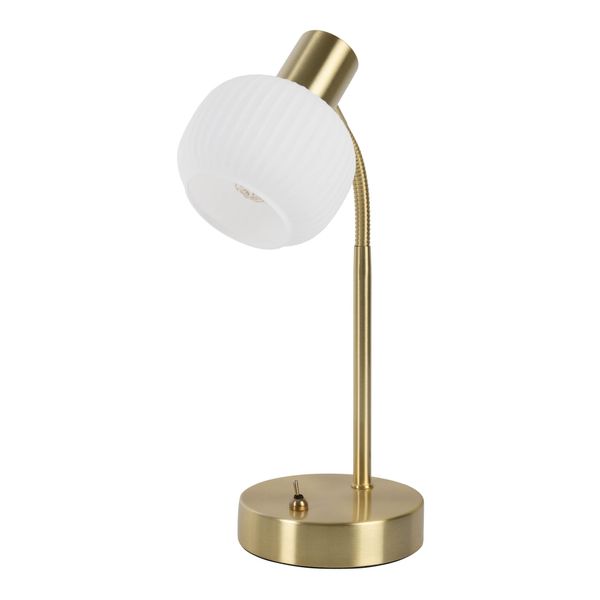 NÄVe Tischleuchte "Learta", Goldfarben, 1, Ø 10Cm H: 36,5Cm, 1 Stk., Leuchten, Exkl. 1X E14, Messing Matt, Glasschirm Weiß Opal, Zuleitung 150Cm, Tischleuchte-image