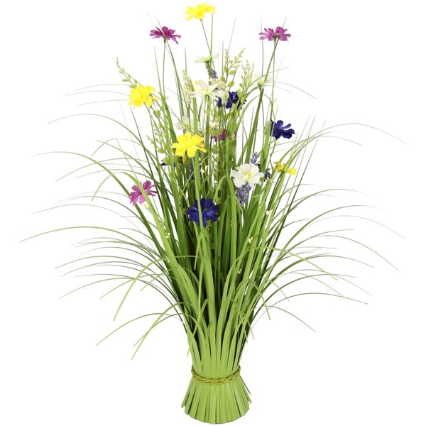 Kunstgras I.Ge.A. "Mit CosmeablüTen", Bunt, B:32Cm H:68Cm L:32Cm, Obermaterial: 90% Kunststoff, 10% Polyester, Kunstpflanzen, Grasbusch, KüNstlich, Dekogras-image