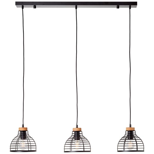 Brilliant Pendelleuchte "Avia", Schwarz (Schwarz, Holz), 3, H: 120Cm, 1 Stk., Leuchten, HöHenverstellbar - Dimmbar - 120Cm HöHe X 100Cm Breite - E27 Fassung, Pendelleuchte-image