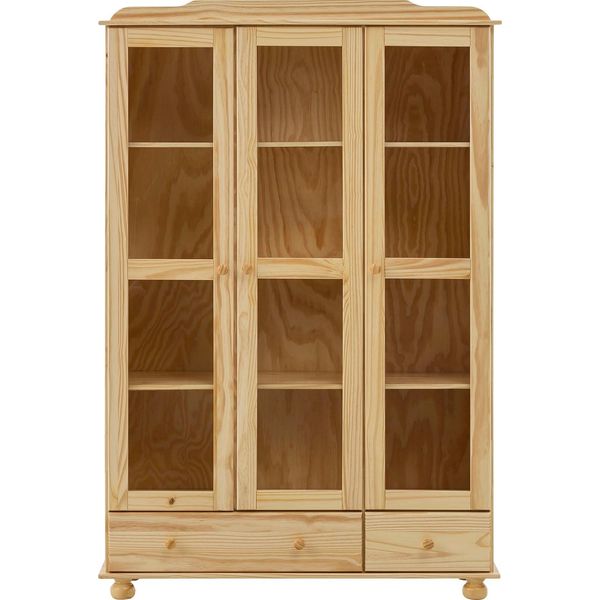 Vitrine MÖBilia "Chur", Beige (Natur), B:126Cm H:189Cm T:35Cm, Massivholz, SchräNke, Vitrine, Gefertigt Aus Massivem Kieferholz-image