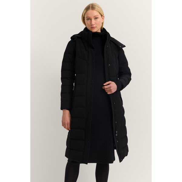 Steppmantel Bugatti "Regular Fit", Damen, Gr. 34, Schwarz (290, Schwarz), 90% Polyester, 10% Elasthan, Unifarben, Regular Fit, Normaler Saum, MäNtel Steppmantel, Mit Kapuze & Kunstfellkragen-image