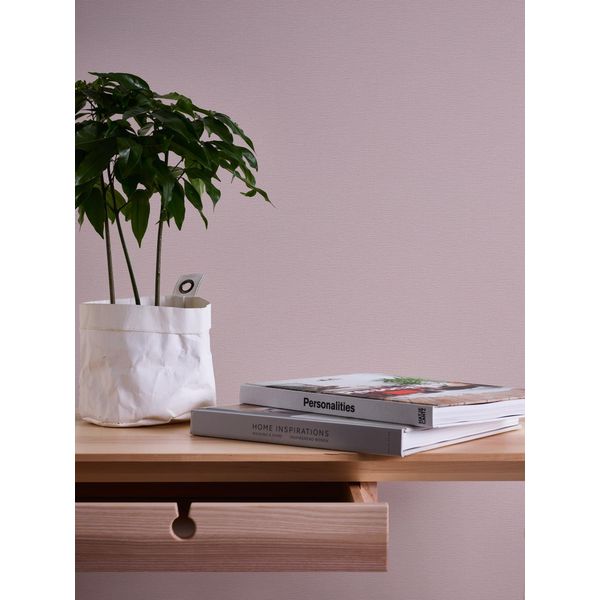 Vliestapete A.S. CrÉAtion "Casual Living Einfarbige Tapete Unitapete Leinenoptik Landhaus", Rosa (Rosa,Altrosa), B:0,53M H:0,02M L:10,05M, Vlies, Tapeten, Vliestapete Einfarbig FüR Schlafzimmer KüChe Wohnzimmer Uni Design-image