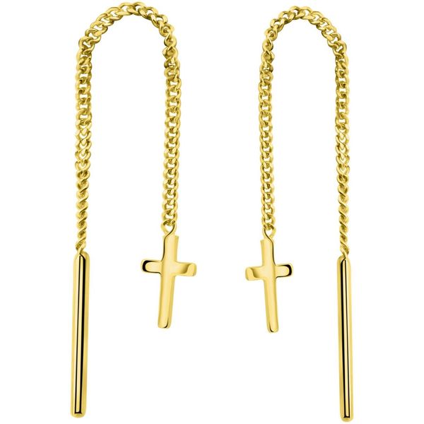 Paar OhrhäNger Firetti "Schmuck Geschenk Gold 375 Ohrschmuck Ohrringe Kreuz", Gold (Gelbgoldfarben), Ohrringe, Damen, Gelbgold 375-image