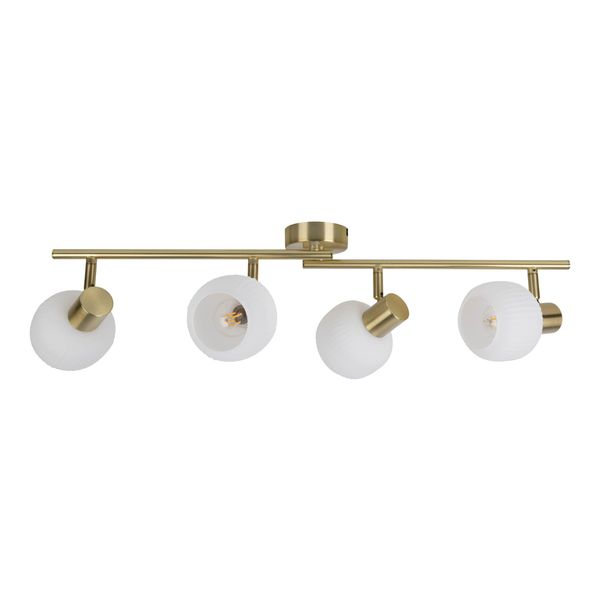 NÄVe Deckenleuchte "Learta", Gold (Goldfarben), 4, Ø 10Cm H: 18,5Cm, 1 Stk., Leuchten, Spot, Exkl. E14, Messing Matt, Glas Weiß Opal, Deckenleuchte-image
