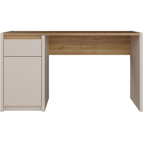 Schreibtisch Forte "Oak Squere", Mauvella Eiche, Sand, Sand, Mauvella Eiche, B:130Cm H:72Cm T:51,7Cm, Tische, Schreibtisch, B/H/T 130/72/51,7Cm, Soft Close, Vollauszug-image