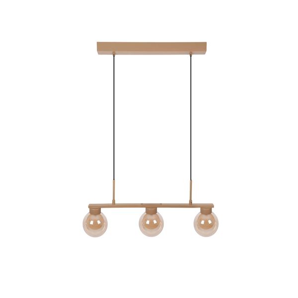 NÄVe Pendelleuchte "Donika", Braun, 3, Ø 12Cm H: 150Cm, 1 Stk., Leuchten, Glasschirme In Amber, Exkl. G9, Gestell Braun, Pendelleuchte-image
