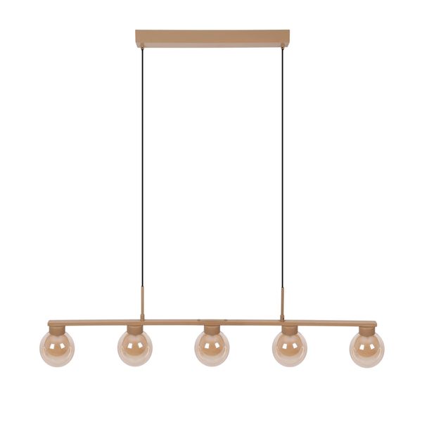 Näve Pendelleuchte "Donika", Braun, 5, Ø 12Cm H: 150Cm, 1 Stk., Leuchten, Glasschirme In Amber, Exkl. G9, Gestell Braun, Pendelleuchte-image