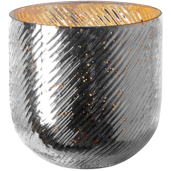 Windlicht Fink "Vicky", Silber (Antik Silberfarben), H:25Cm Ø:25Cm, Glas, Kerzenhalter, Windlicht, Kerzenhalter Aus Glas, In Rillenoptik-image