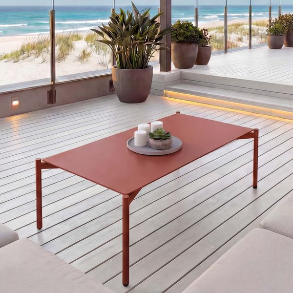 Aluminium-Gartentisch MCW-O11, Outdoor Kaffeetisch Tisch Balkontisch, 105X65Cm ~ Terrakotta-image