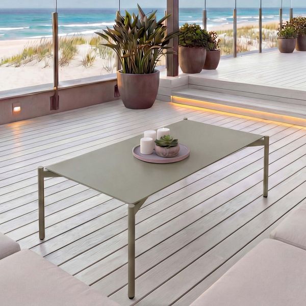 Aluminium-Gartentisch MCW-O11, Outdoor Kaffetisch Tisch Balkontisch, 105X65Cm ~ HellgrüN-image