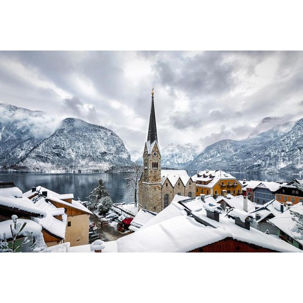 Fototapete Papermoon "Dorf Im Schnee", Bunt, B:4,5M L:2,8M, Vlies, Tapeten-image