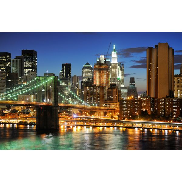 Fototapete Papermoon "Brooklyn BRIDGE-NEW York City Manhattan Times Square", Bunt, B:4,5M L:2,8M, Vlies, Tapeten-image