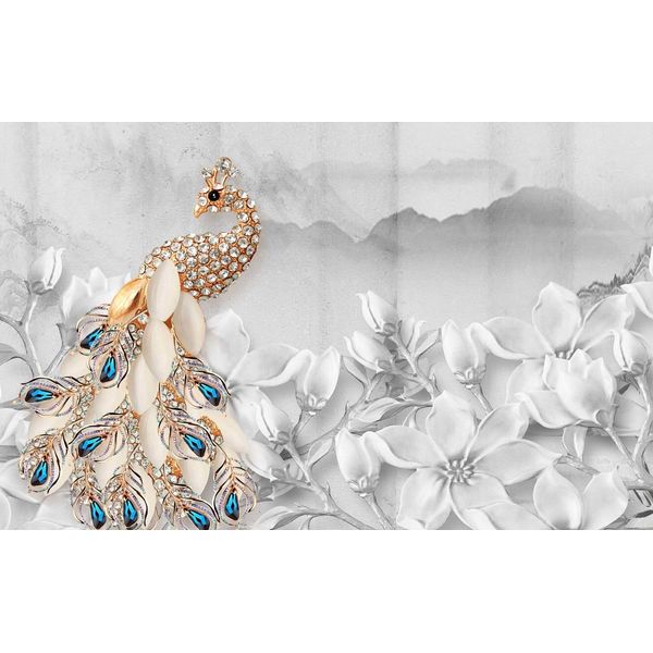 Fototapete Papermoon "Muster Pfau", Bunt, B:4M L:2,6M, Vlies, Tapeten-image