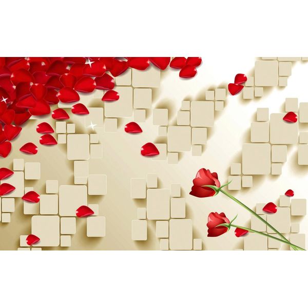 Fototapete Papermoon "Muster Mit Rosen", Bunt, B:3,5M L:2,6M, Vlies, Tapeten-image