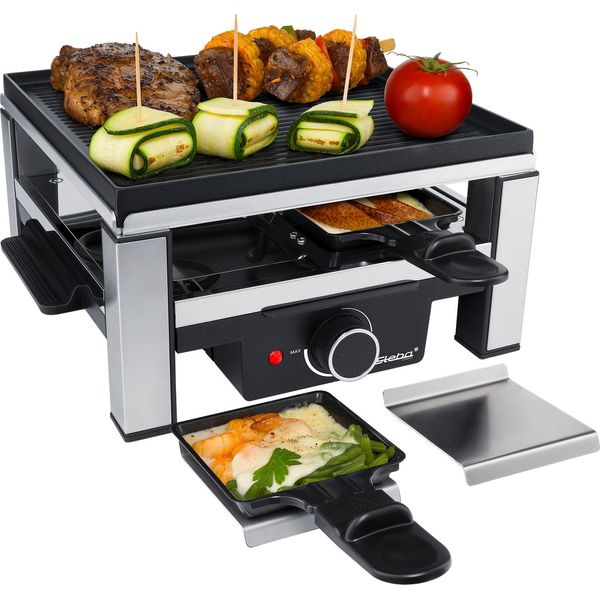 Steba Raclette "Rc 104", Schwarz (Edelstahlfarben, Schwarz), B:30Cm H:15Cm T:28Cm, Raclettes-image