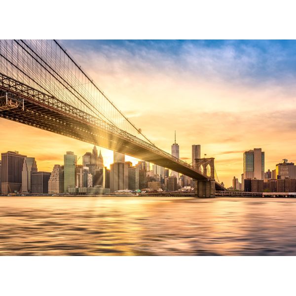 Fototapete Papermoon "Brooklyn Bridge Sunset", Bunt, B:5M L:2,8M, Vlies, Tapeten-image