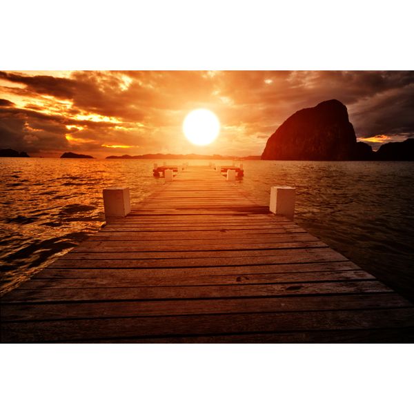 Fototapete Papermoon "Jetty Sunset", Bunt, B:5M L:2,8M, Vlies, Tapeten-image
