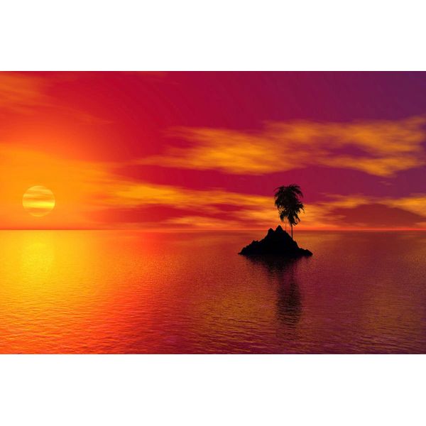 Fototapete Papermoon "Insel Im Sonnenuntergang", Bunt, B:4,5M L:2,8M, Vlies, Tapeten-image
