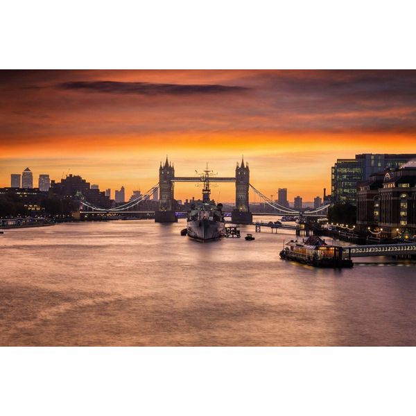 Fototapete Papermoon "London Fluss", Bunt, B:5M L:2,8M, Vlies, Tapeten-image